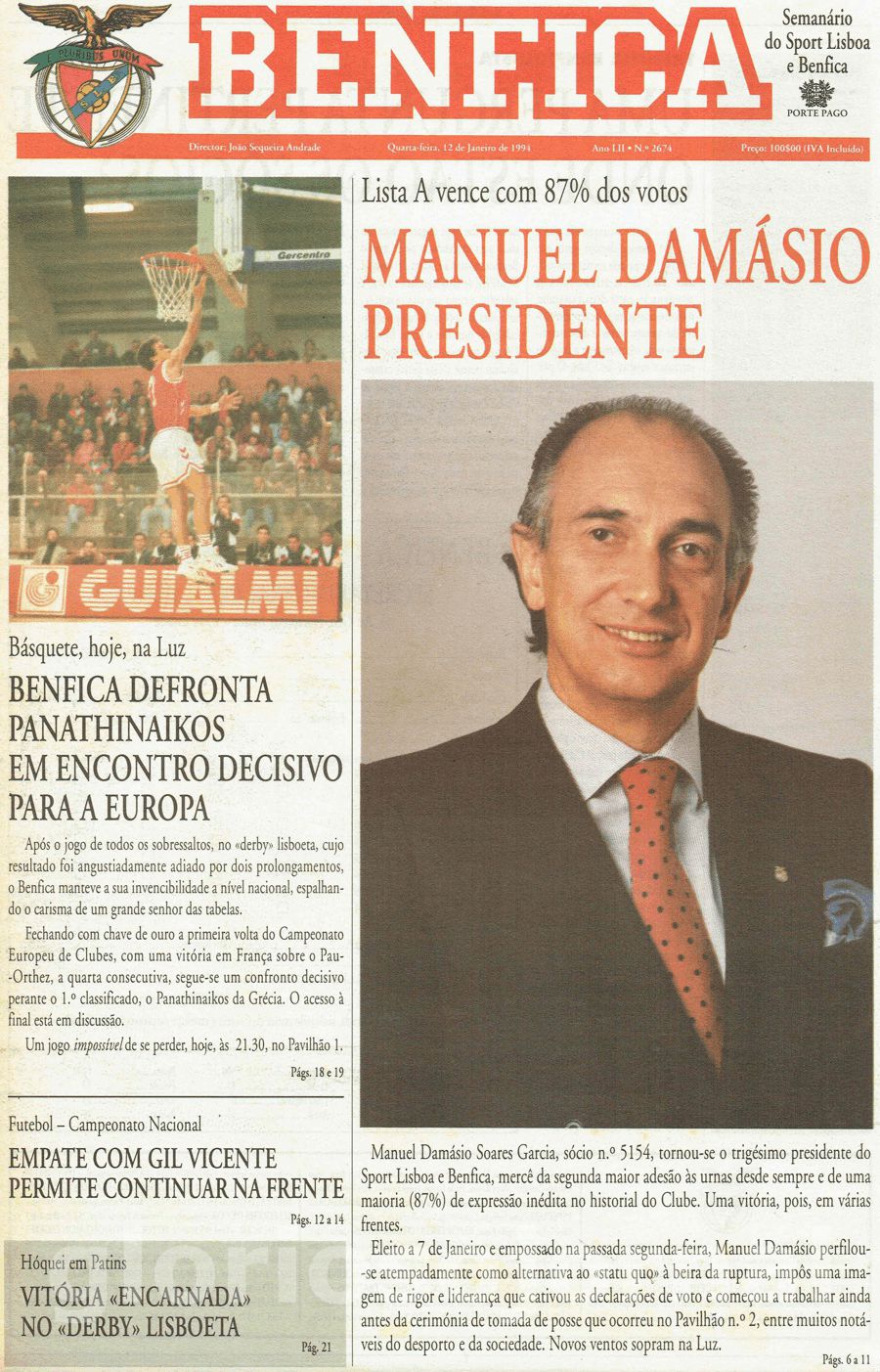 jornal o benfica 2674 1994-01-12